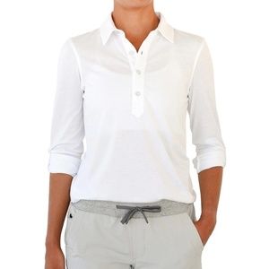 NEW Linksoul Women's Roll Up Long Sleeve Shirt Polo - white / XS